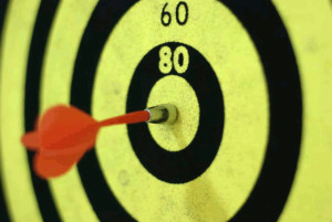 dart hitting the bull's eye