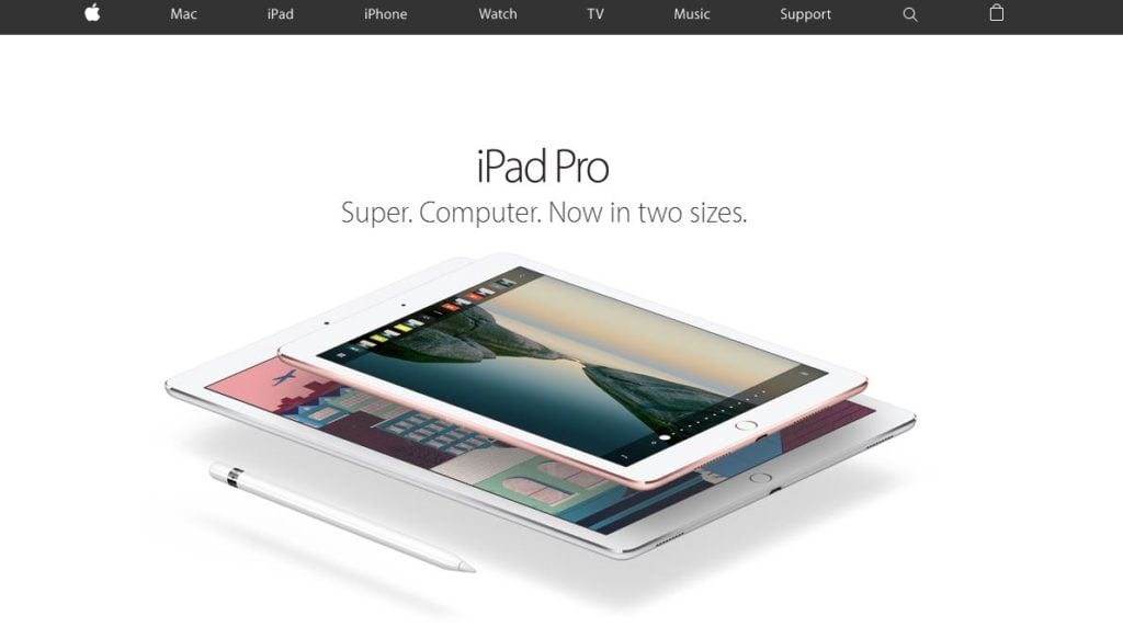 Screenshot of Apple website showing iPad Pro