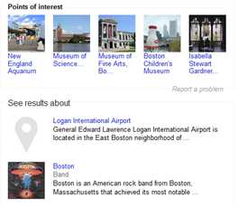 Screenshot of Google's Points of Interest knowledge graph for Boston