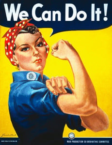 Rosie the Riveter poster with the slogan We Can Do It