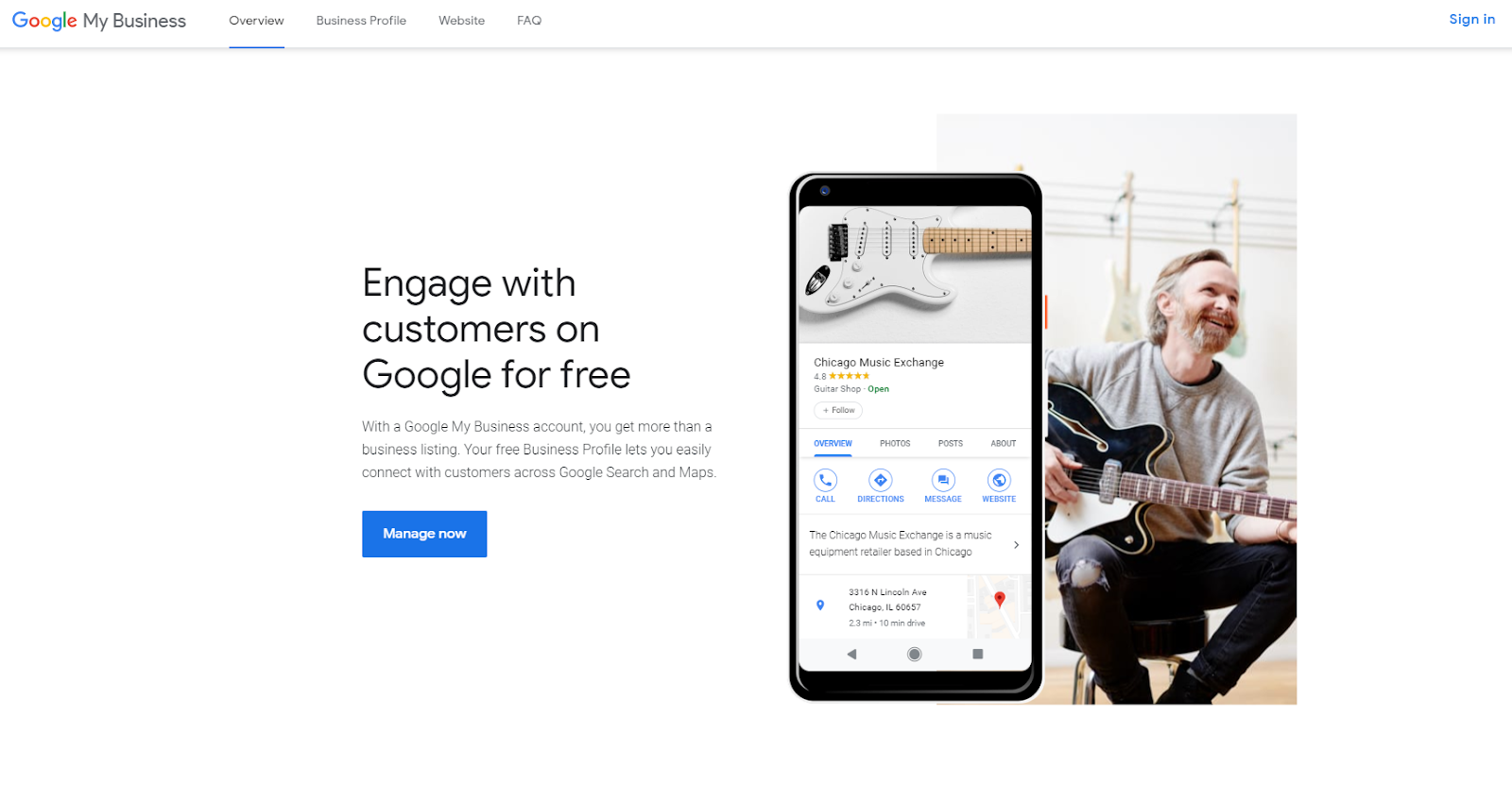A Google Business Profile in search results