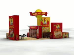 Sun-Maid raisin product display at a trade show booth